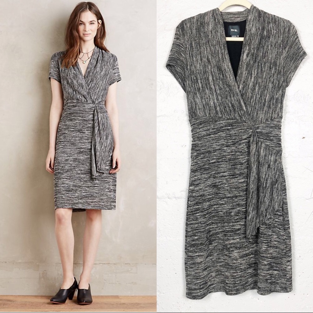 Anthropologie Maeve Cinched Surplice Dress